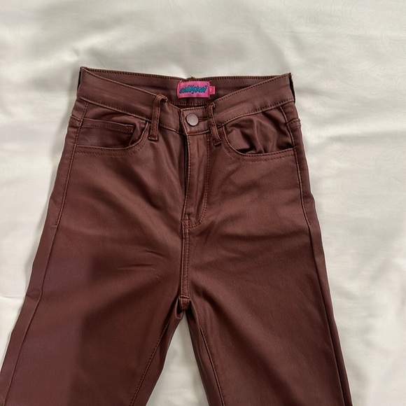 Brown Leather Flare Pants - Picture 2 of 4
